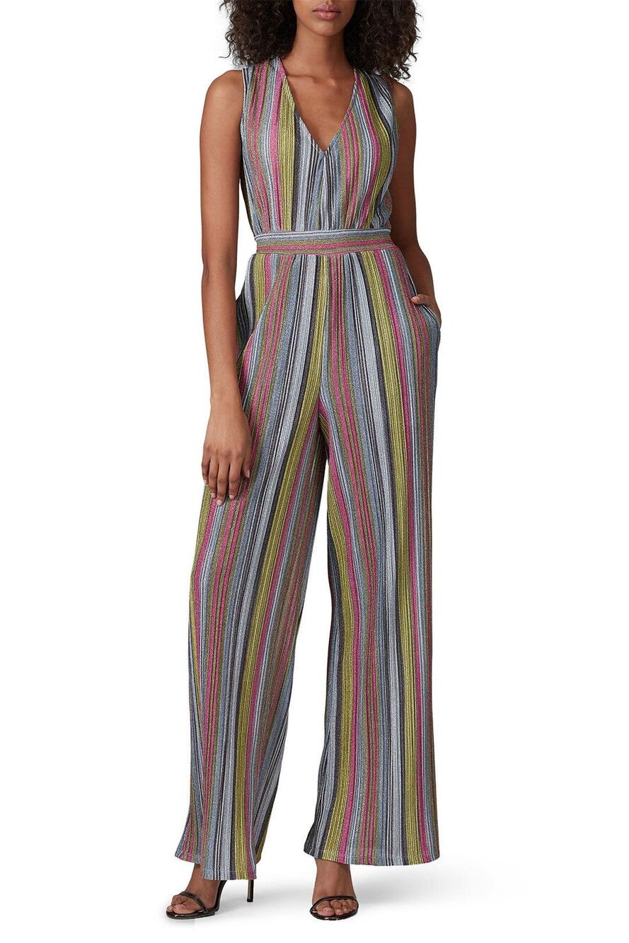 KENDALL + KYLIE Multi Striped Wide Leg Jumpsuit - Size Small